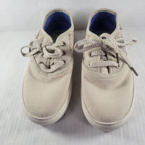Sanuk Grateful Dead Womens Canvas Shoes Beige W/ Pink & Blue Accents Size 6 - Picture 2 of 8